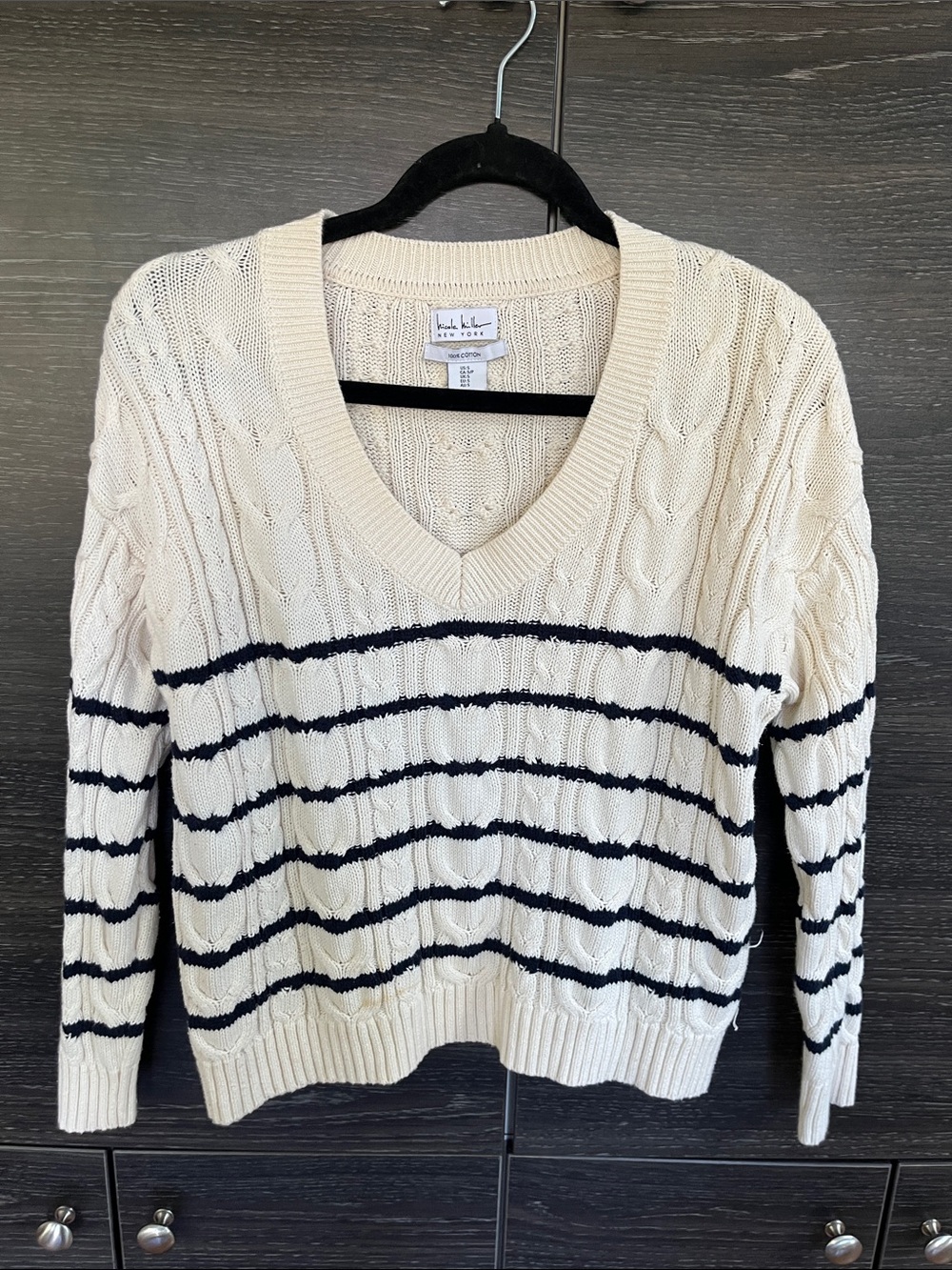 Nicole Miller French Nautical Cotton Sweater Small